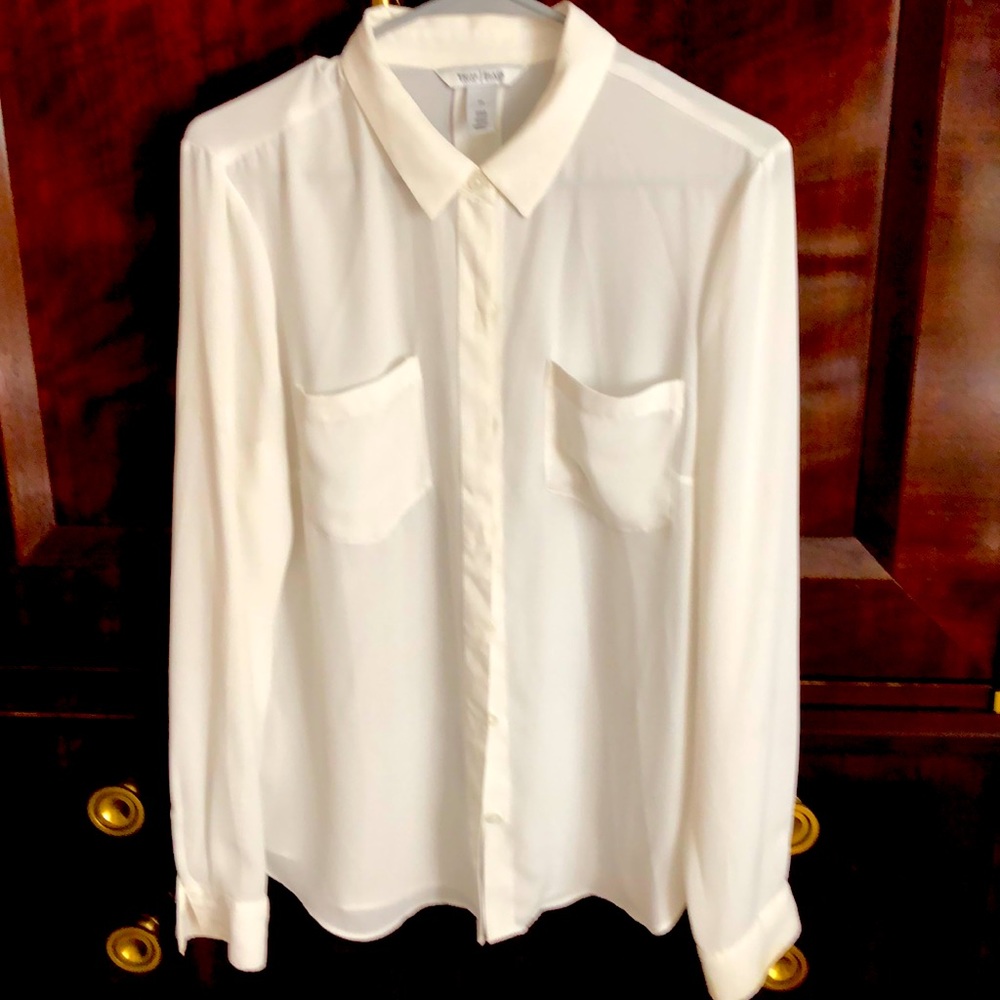 White House Black Market sheer off white blouse